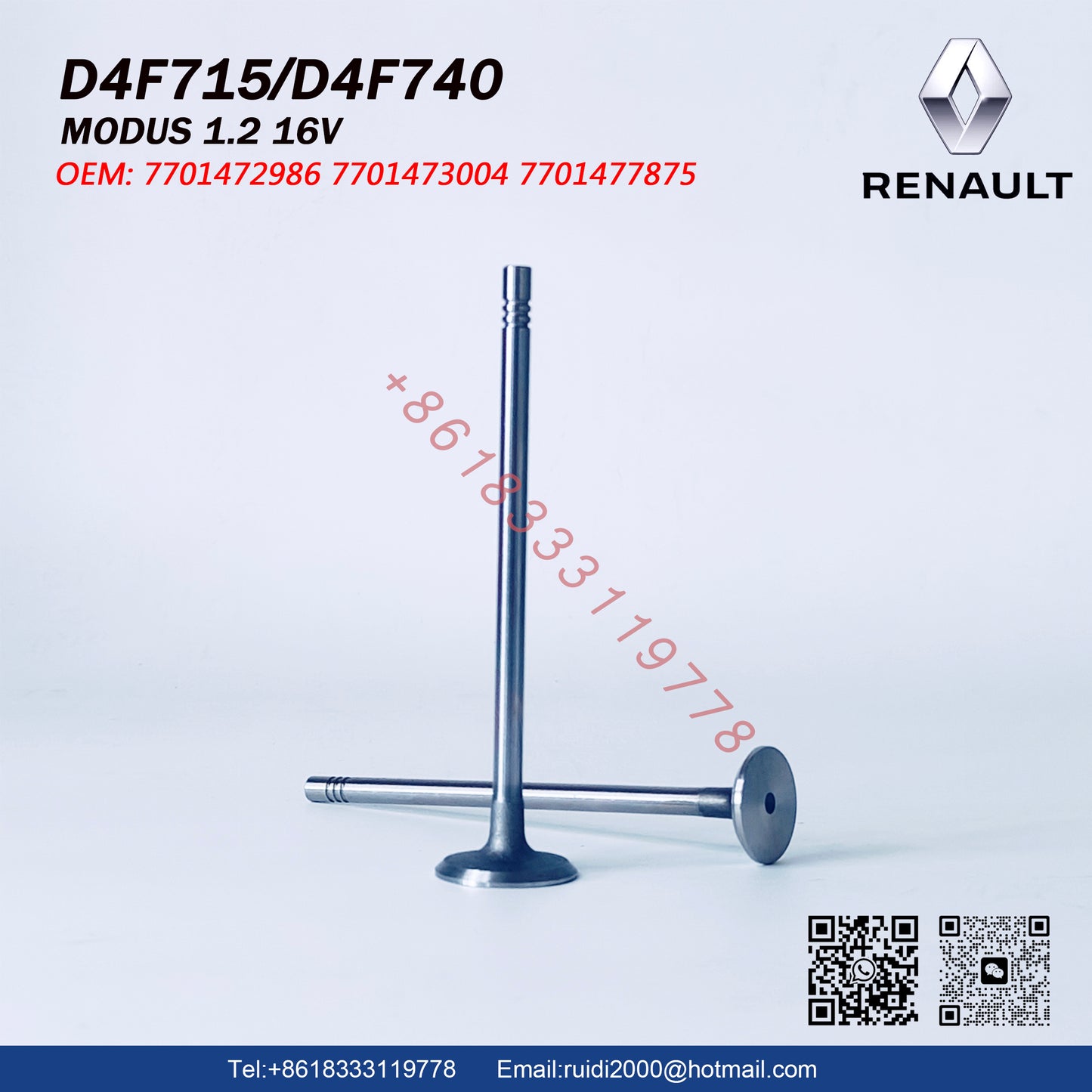 Renault or Nissan Engine D4F Intake&Exhaust Valves 13201-00QAG  13202-00QAH 7701472986  7701473004 7701477875  with high quality