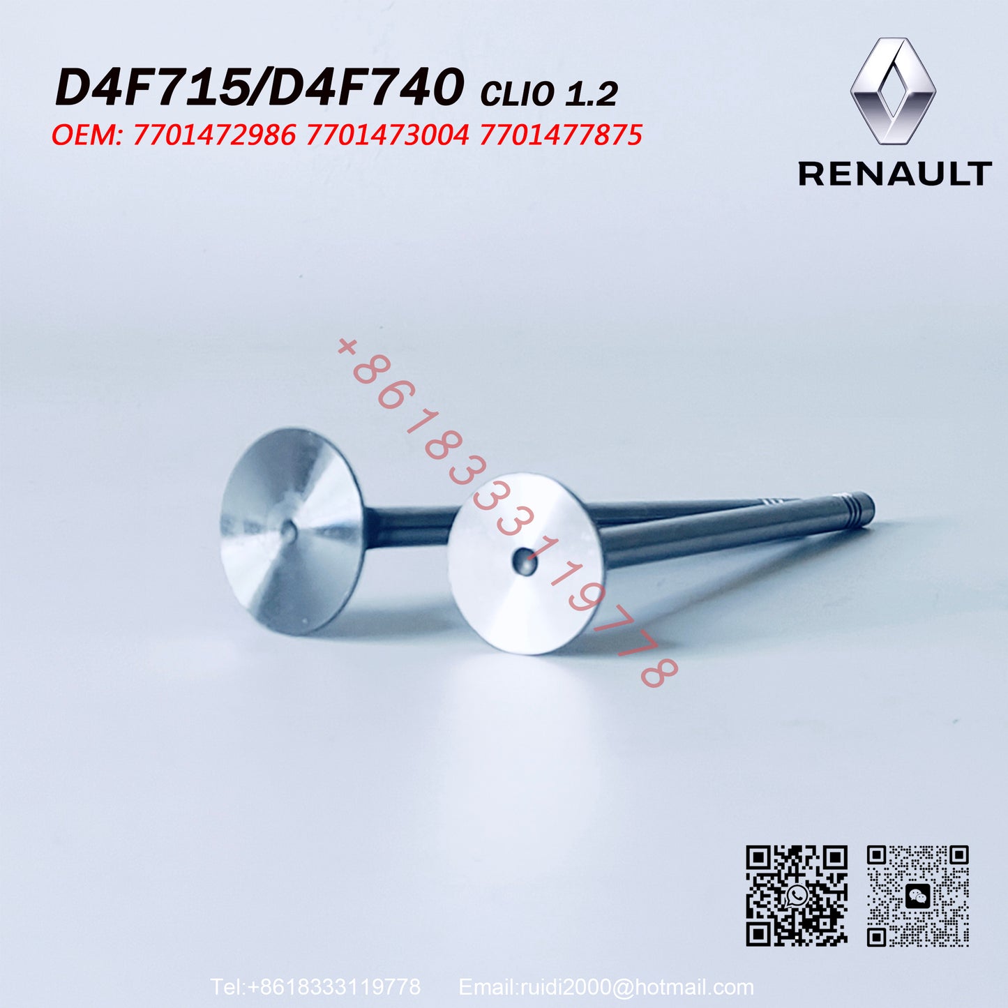 Renault or Nissan Engine D4F Intake&Exhaust Valves 13201-00QAG  13202-00QAH 7701472986  7701473004 7701477875  with high quality