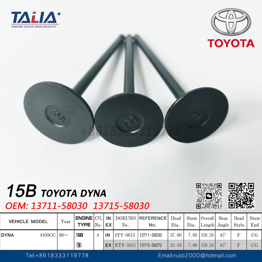 Toyota 15B-F 15B-FT FTE for COASTER DYNA 200 Engine Intake&amp;Exhaust Valves 13711-58030 13715-58070 &nbsp;(16Pcs)