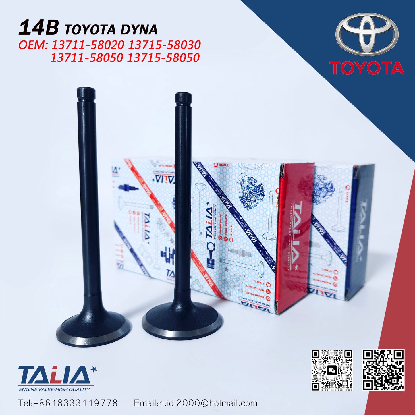 Toyota 14B Engine Intake&Exhaust Valves 13711-58050 13715-58050 for COASTER DYNA LAND CRUISER (8Pcs)